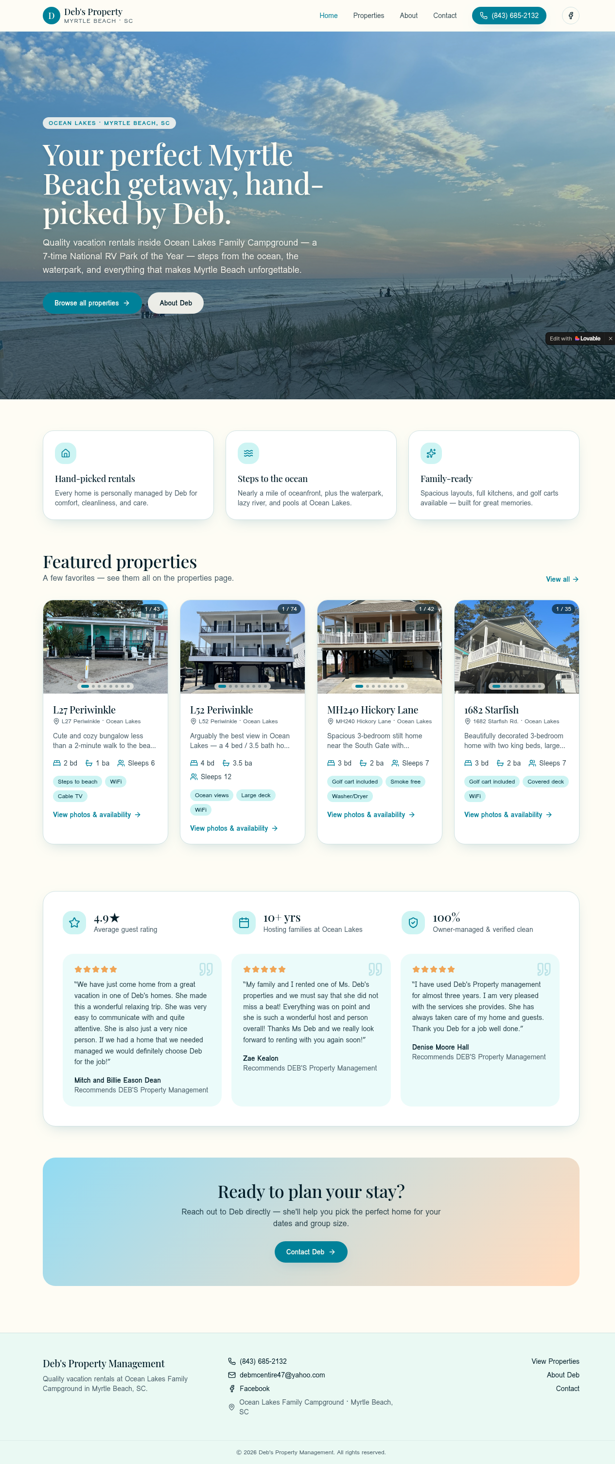 Deb's Property Management desktop preview